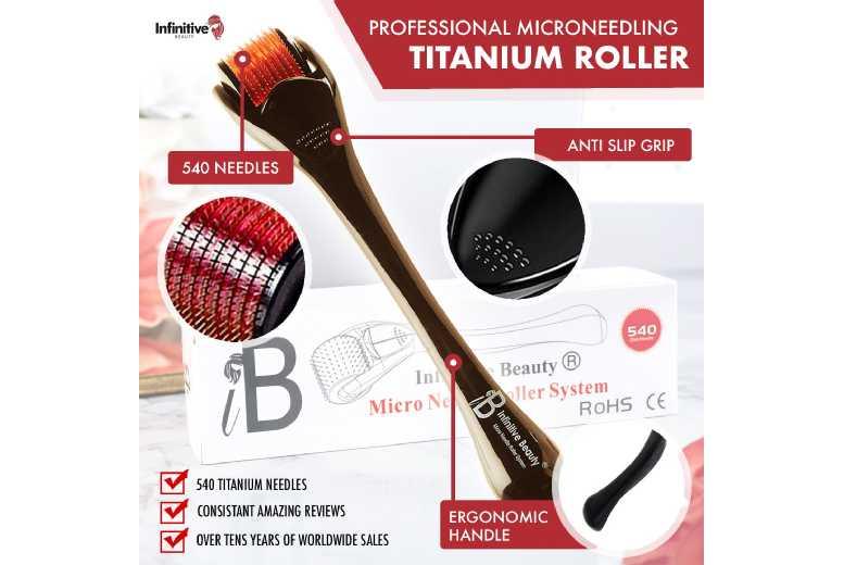 Titanium Alloy 540 Derma Roller - Micro-Needling Tool For Brightening, Collagen Boost & All Skin Types