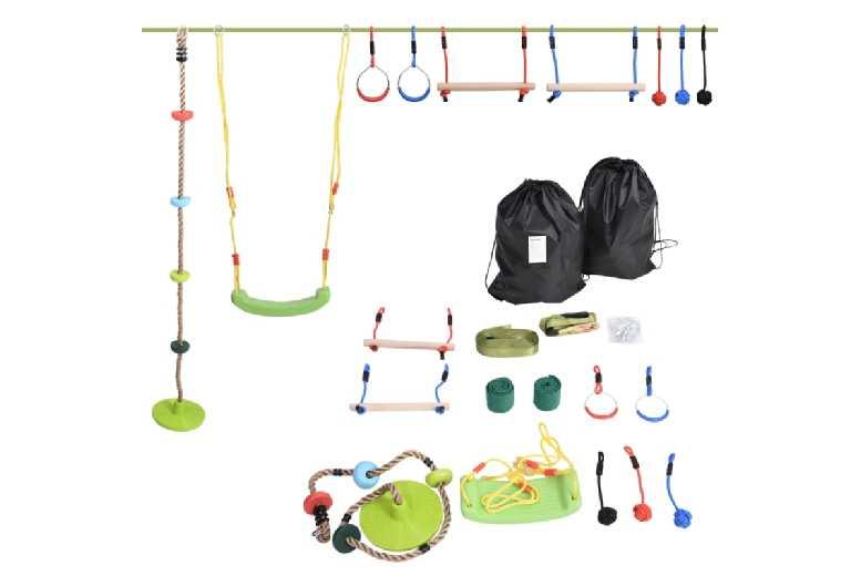 Ninja Warrior Obstacle Course Outdoor Playset For Kids (Ages 5+) - Active Outdoor Adventure, Social Group Play