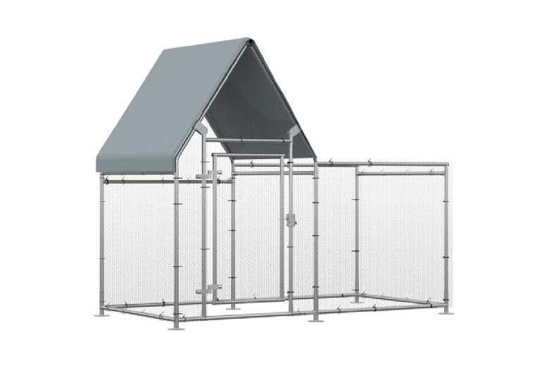 Deluxe Chicken, Rabbit & Small Animal Outdoor Hutch Cage - Spacious, Secure Metal Run For Pets