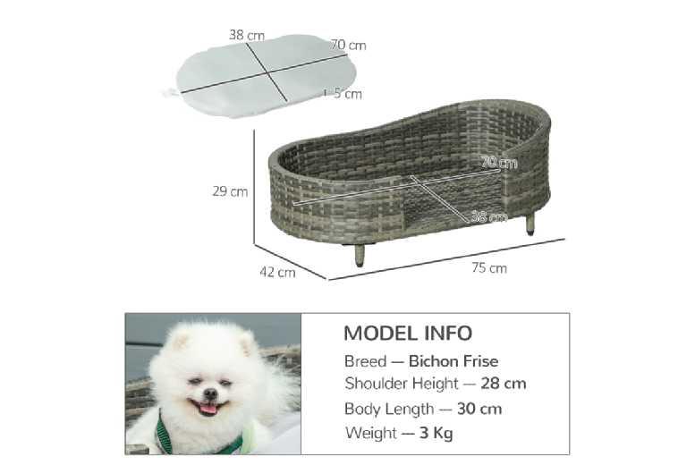 Luxury Raised Wicker Dog Bed - Durable, Easy-Clean Sofa For Small & Medium Breeds