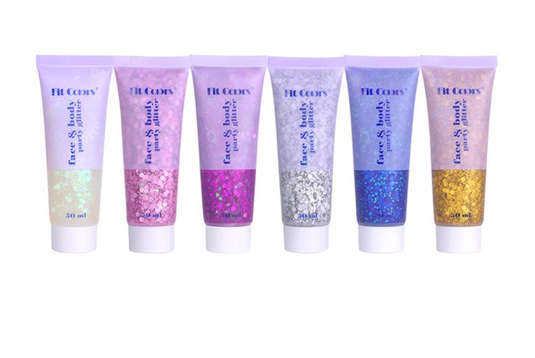 Price Drop! Mermaid Glitter Gel Makeup - 6-Colour Face & Body, Long-Lasting, Multi-Use, Festival Glitter
