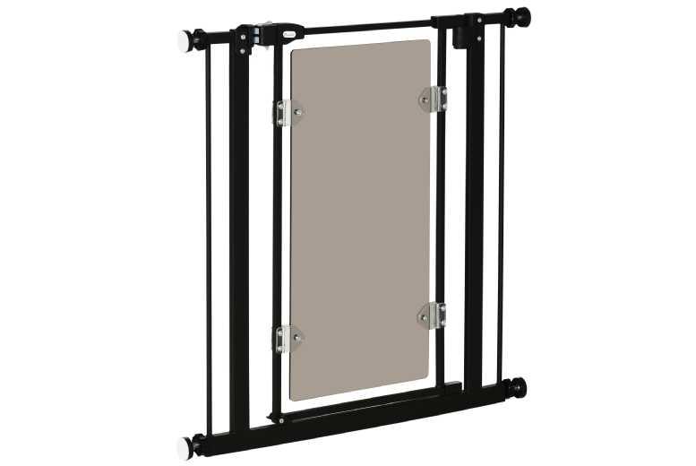 Acrylic Auto-Close Dog Safety Gate - Double Lock, Pressure Fit, Adjustable Width (74-80Cm), Clear Panel For Doors & Stairs