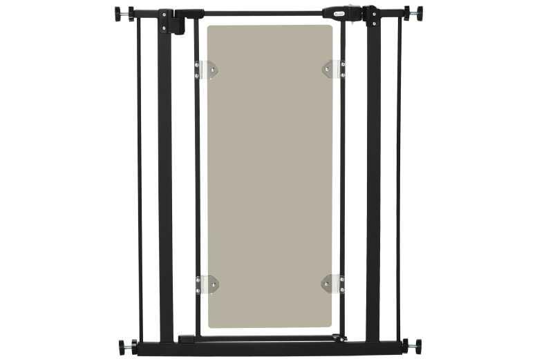 Heavy-Duty Pressure Fit Auto-Close Dog Safety Gate - Double Lock, Steel, Black, For Medium & Large Breeds