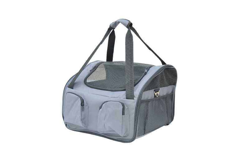 Folding Dog Carrier Bag - Breathable Mesh, Portable Travel Crate For Small Breeds, Grey, 41X34X30Cm