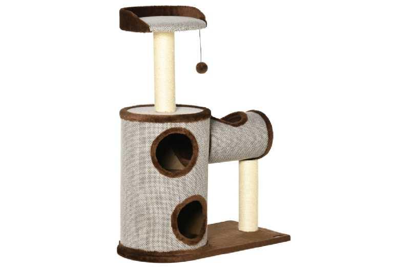 Price Drop! Multi-Level Cat Tree With Sisal Scratching Posts, Plush Perches & Tunnel - 104Cm, Brown | Space-Saving Cat Tower For Kittens & Small Cats