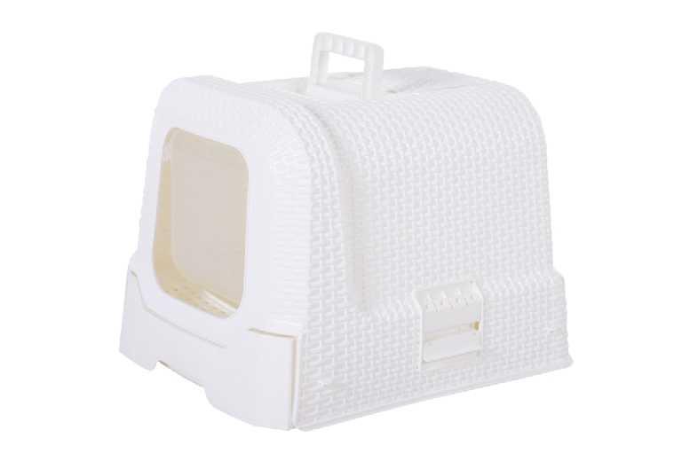 Large Enclosed Cat Litter Box With Scoop - Durable Pp Plastic, Spacious & Easy-Clean Design