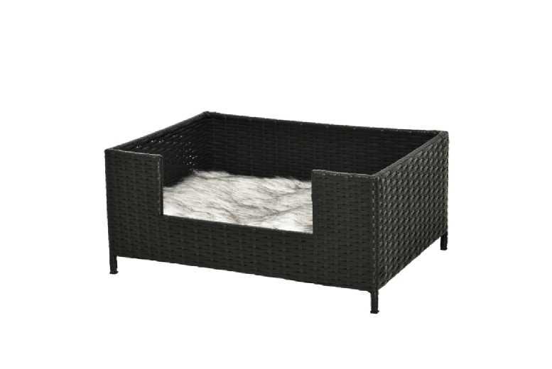 Luxury Rattan Dog Bed With Cushion - Durable Indoor Pet Bed For Medium Breeds, Natural Woven Style, 61X46X27Cm