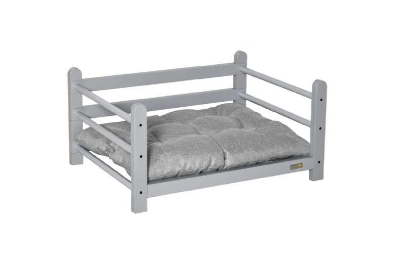 Luxury Raised Orthopaedic Dog Bed - Sturdy Wood Frame, Washable Cushion, Small Breeds, Grey
