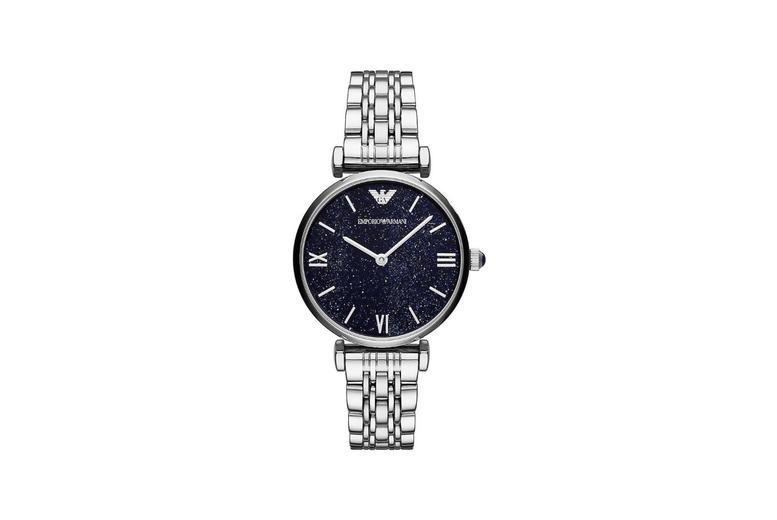 Early Bird! Emporio Armani Ar11091 Ladies T-Bar Watch With Crystal Accents & Steel Strap