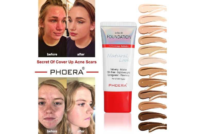 Phoera Flawless Long-Lasting Liquid Foundation - Oil-Free, Buildable Matte Coverage