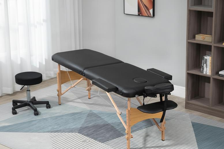 Homcom Lightweight Massage Table, Adjustable Height, Arm Rest, Foldable Design