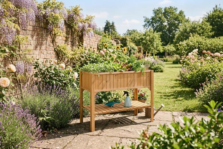 120X54X90Cm Raised Bed With Shelf