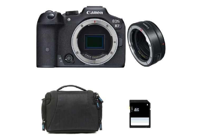 Canon Eos R7 Mirrorless Camera Kit With Bag, Sd Card And Adapter