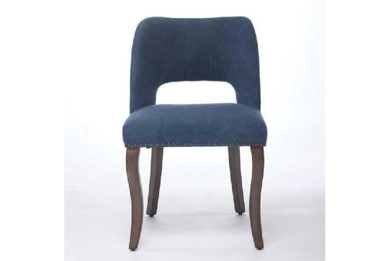 Set Of 2 Blue Chenille Dining Chairs - Modern Seating