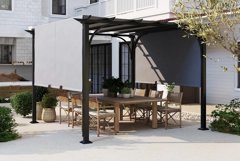 3M X 3M Outdoor Pergola With Retractable Canopy