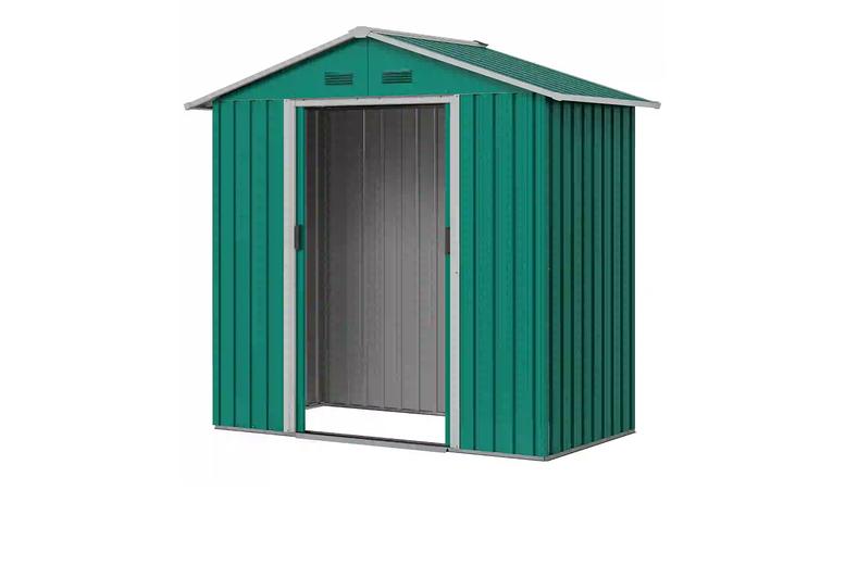 6.5Ft X 3.5Ft Metal Garden Storage Shed With With Double Sliding Doors And 4 Vents - Green