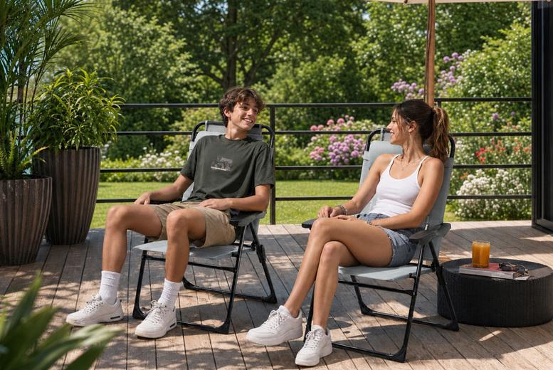 Set Of 2 Adjustable Folding Outdoor Recliner Chairs