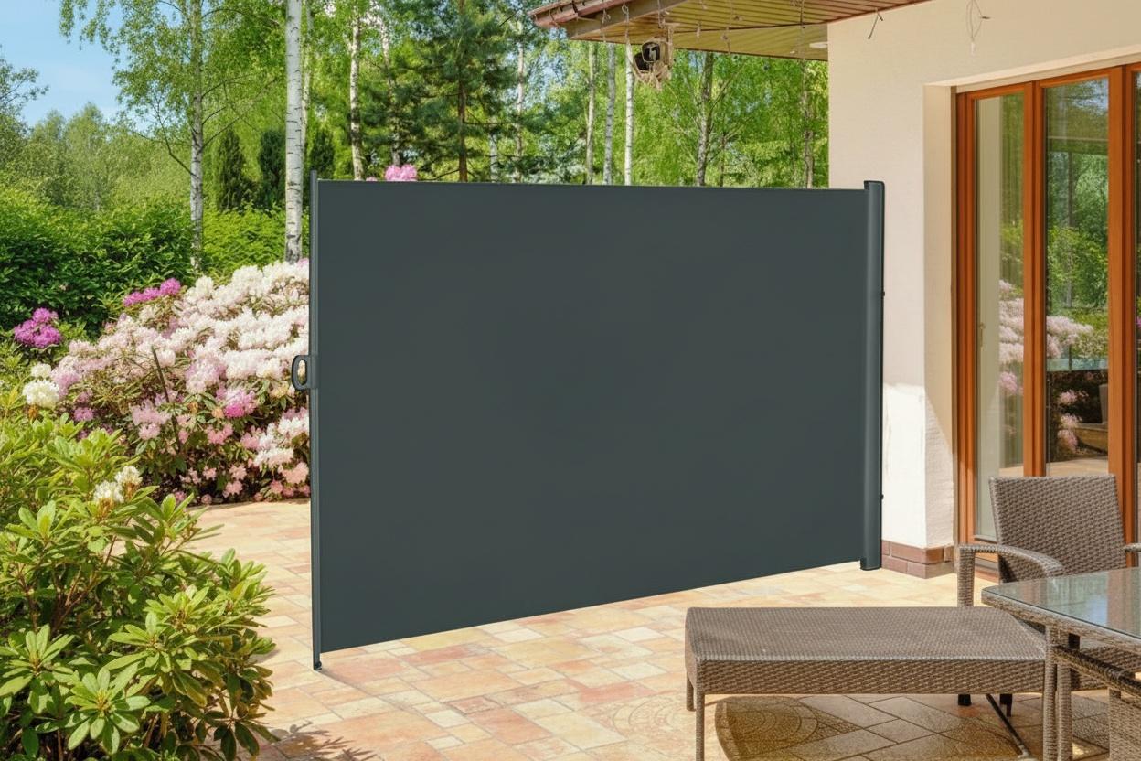 3M X 2M Grey Retractable Side Awning Privacy Screen