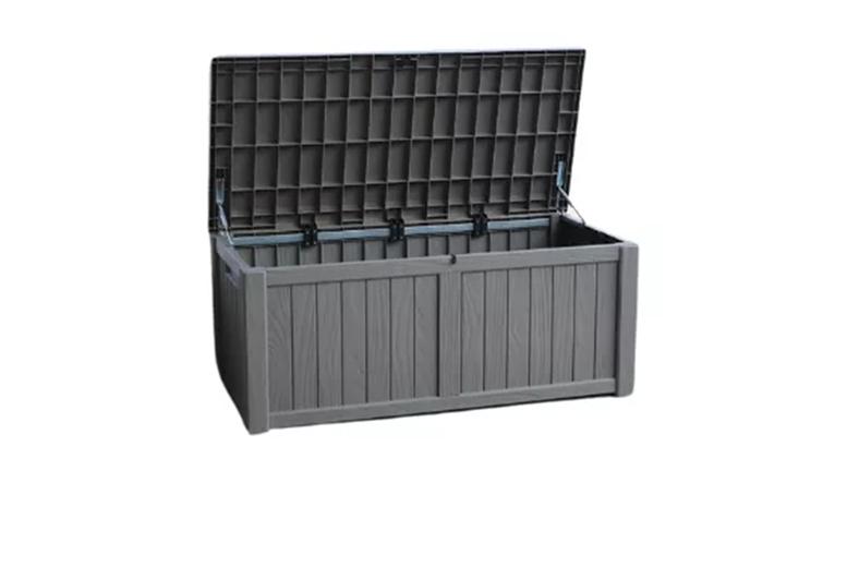 Weatherproof 450L Outdoor Storage Box, Lockable & Multi-Purpose Seating