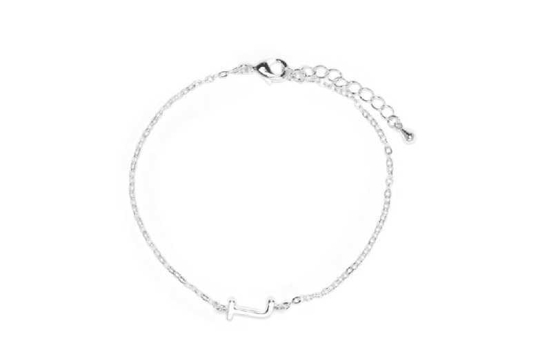 Luxenter Rhodium Finish Adjustable Alphabet Charm Bracelet For Women - Minimalist Personalised Bangle, 16Cm+3Cm