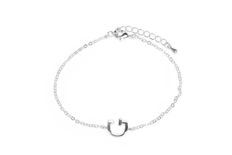 Luxenter Silver Finish Adjustable Alphabet Bracelet For Women - Rhodium Plated, 16-19Cm, Minimalist Charm