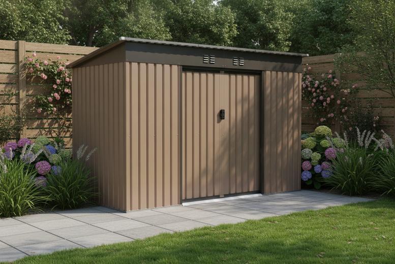 9Ft X 4Ft Flat Roof Metal Garden Shed