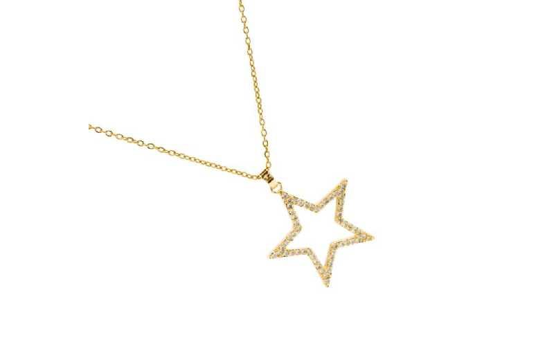 Luxenter Sanem 18K Gold Pendant Necklace With Sparkling Zirconia Stones - Elegant Statement Jewellery For Women
