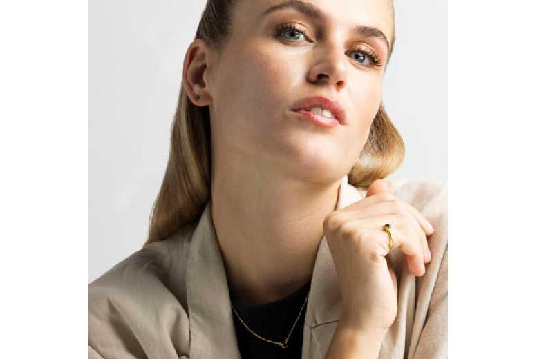 LUXENTER Otieno Sterling Silver & 18k Gold Finish Statement Ring with Onyx Cubic Zirconia - Modern Women's Jewellery