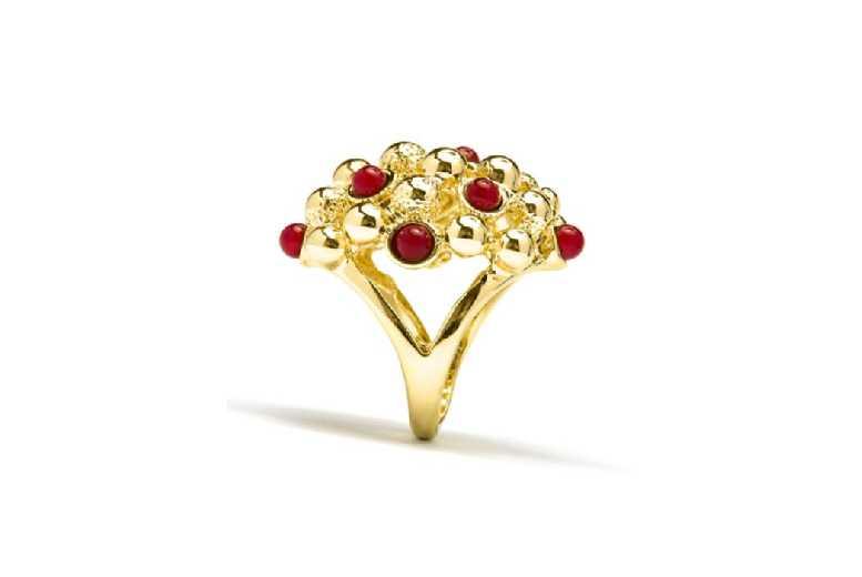 Luxenter Xiglor 18Ct Gold Coral Statement Ring For Women - Bold Gemstone Fashion Jewellery
