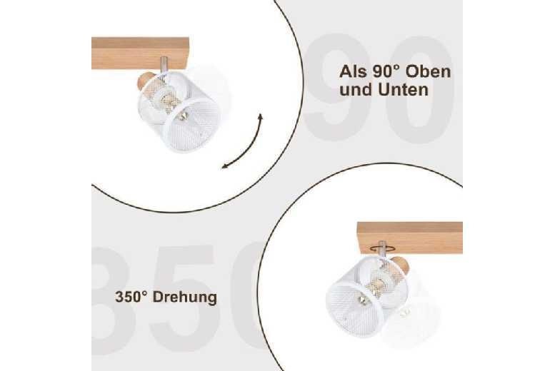 Nettlife 4-Spot Adjustable Vintage Ceiling Light - Energy Efficient, Rotating Heads, Compact Design