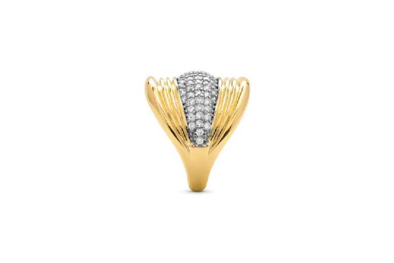 Luxenter Dushli 18Ct Gold-Plated Zircon Statement Ring For Women - Modern Wide Band