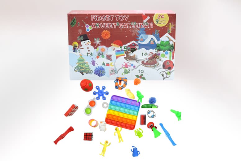 Kids' Fidget Toy Advent Calendar - 24 Surprises, Red Or Blue, For Children