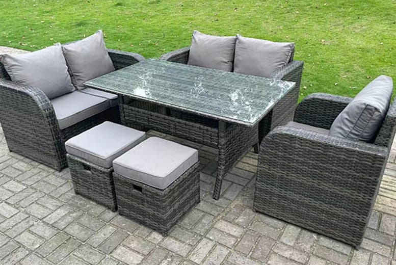 7-Seater Wicker Rattan Reclining Garden Furniture Set