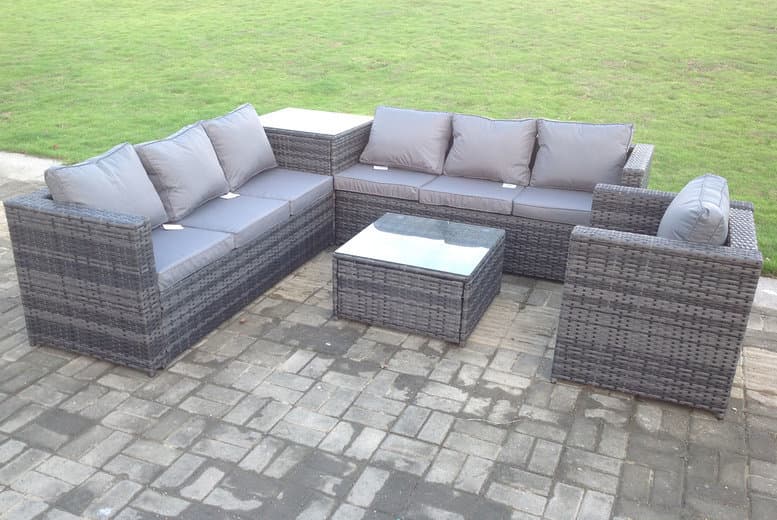 7-Seater Modern Rattan Sofa Set With Corner Table