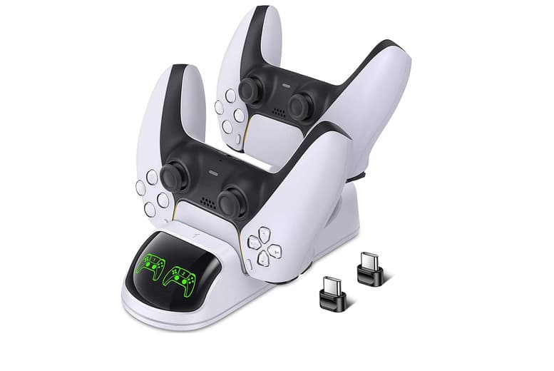 Ps5 Dual Controller Fast Charging Dock - White, Space-Saving Accessory