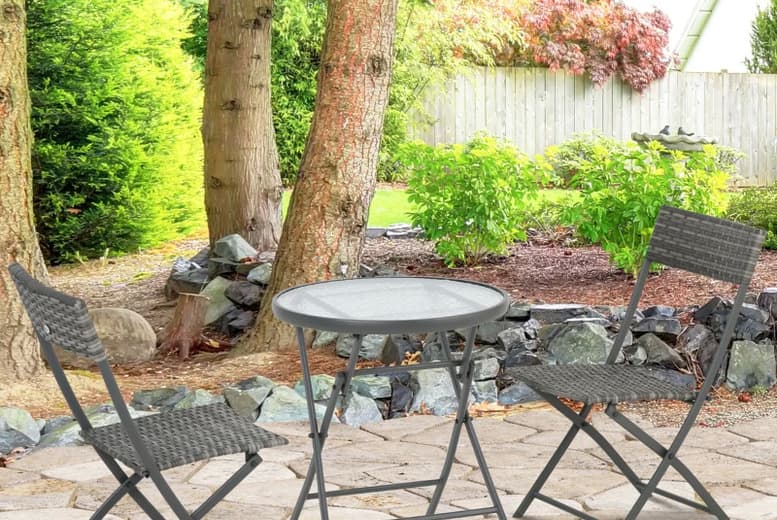 3-Piece Foldable Pe Rattan Bistro Set - Weather-Resistant Garden Furniture