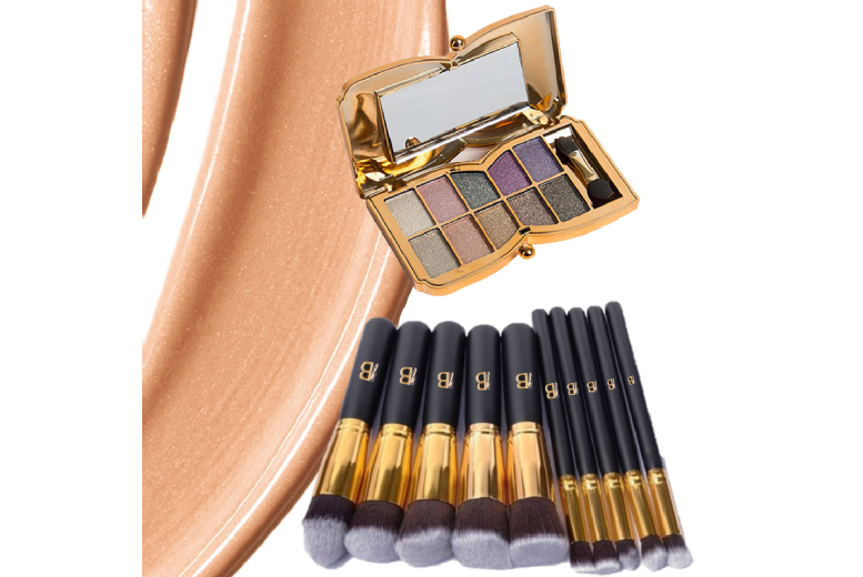 Glamorous 10Pc Makeup Brushes & Butterfly Palette
