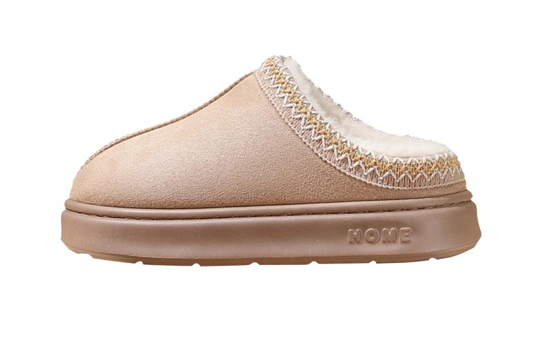 Unisex Fuzzy Slip-On Suede Slippers - Plush Lined, Eva Sole, Casual Indoor/Outdoor Footwear