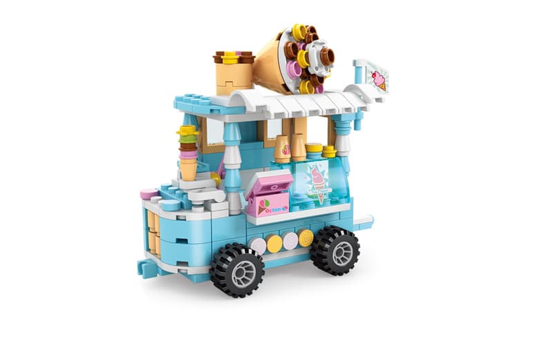 Kids' Mini Street Food Truck Stem Building Blocks Set - 6 Snack Shop Styles (Ages 7-14, Educational, Creative Play)