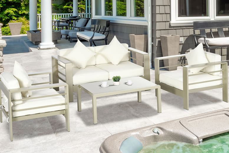 Price Drop! 4-Piece Aluminium Outdoor Furniture Set - Weather-Resistant & Stylish