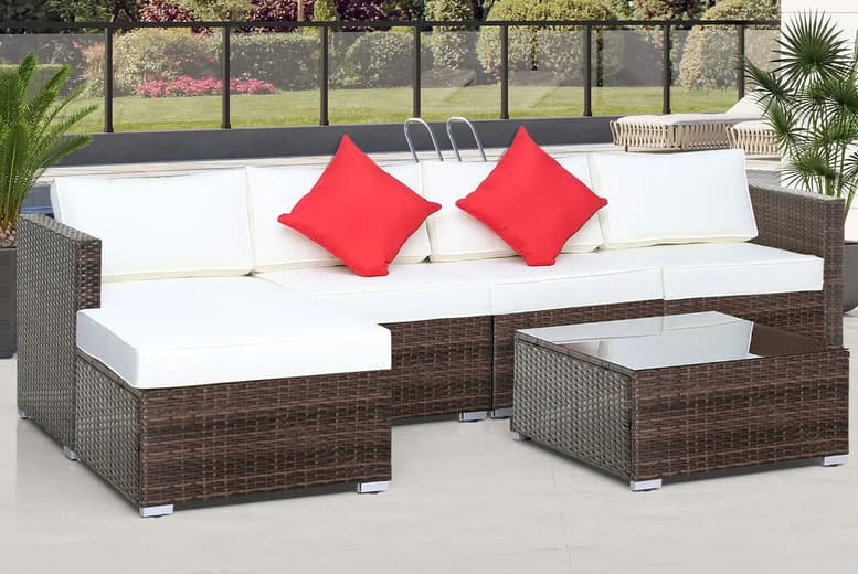 6-Piece Weather-Resistant Rattan Sofa Set With Coffee Table