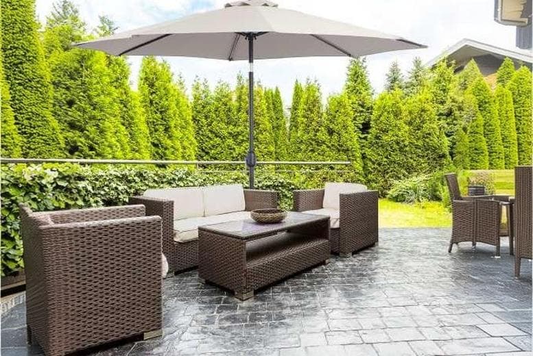 Price Drop! Outsunny 3M Steel Weather-Resistant Patio Parasol Umbrella, Tilt & Crank - Light Grey