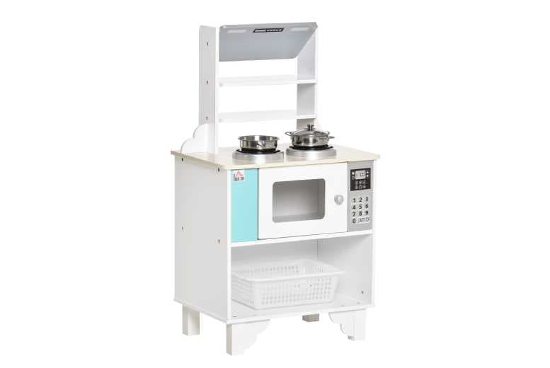 Price Drop! Homcom Children'S Wooden Toy Kitchen Playset (Ages 3-6) - Educational Pretend Cooking, Nordic Design