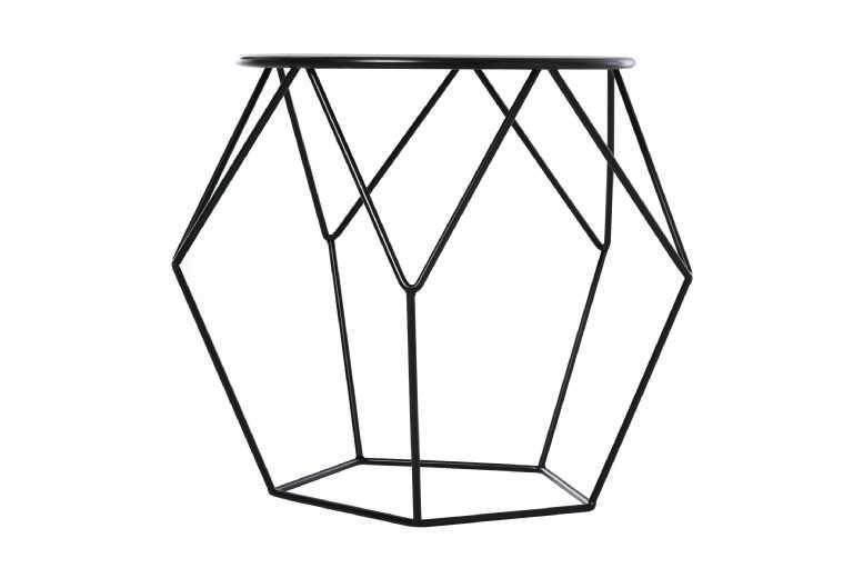 Homcom Black Round Steel Coffee Table - Minimalist Modern Living Room Furniture, Pentagon Base, Compact