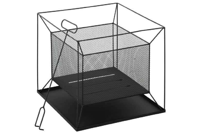 Square Metal Fire Pit With Poker - Outdoor Patio Heater, 45X45X43Cm, Powder-Coated Steel