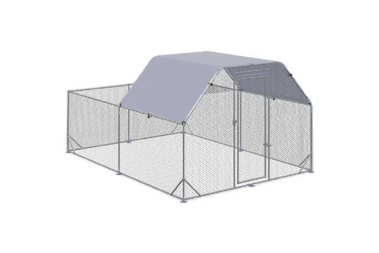 Large Outdoor Chicken Coop & Small Animal Enclosure With Roof - Fits 10-12 Hens, Secure Steel Frame, Weatherproof