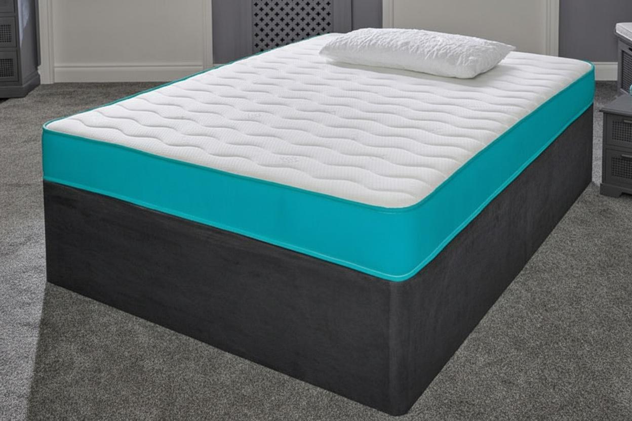 Aqua Blue Memory Foam Spring Mattress - 5 Sizes
