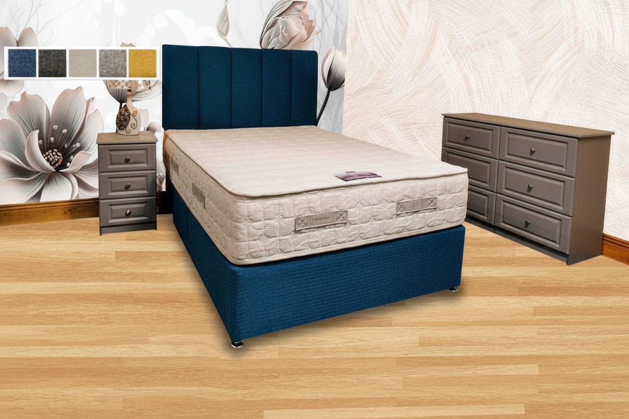 Adare 1800 Bed - Premium Base With Plush Mattress & Headboard, Multiple Sizes