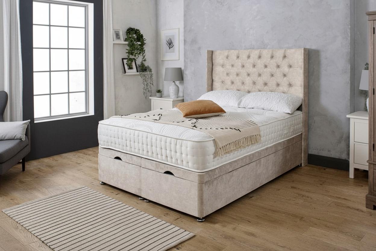 Almond Ottoman Bed & Storage
