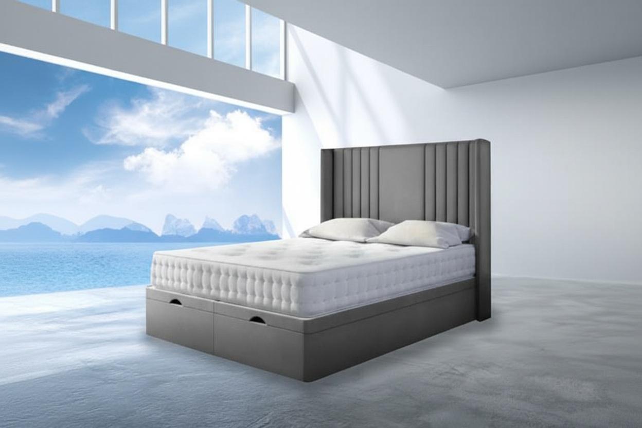 Dior Wingback Ottoman Storage Bed With Lift-Up Mechanism - Multiple Sizes